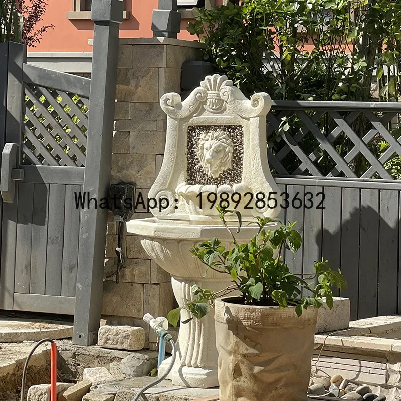 B1   Courtyard  Lion Head Fountain Villa Garden Outdoor Water Pool Water Feature Landscape Flowing Water Decoration Ornament