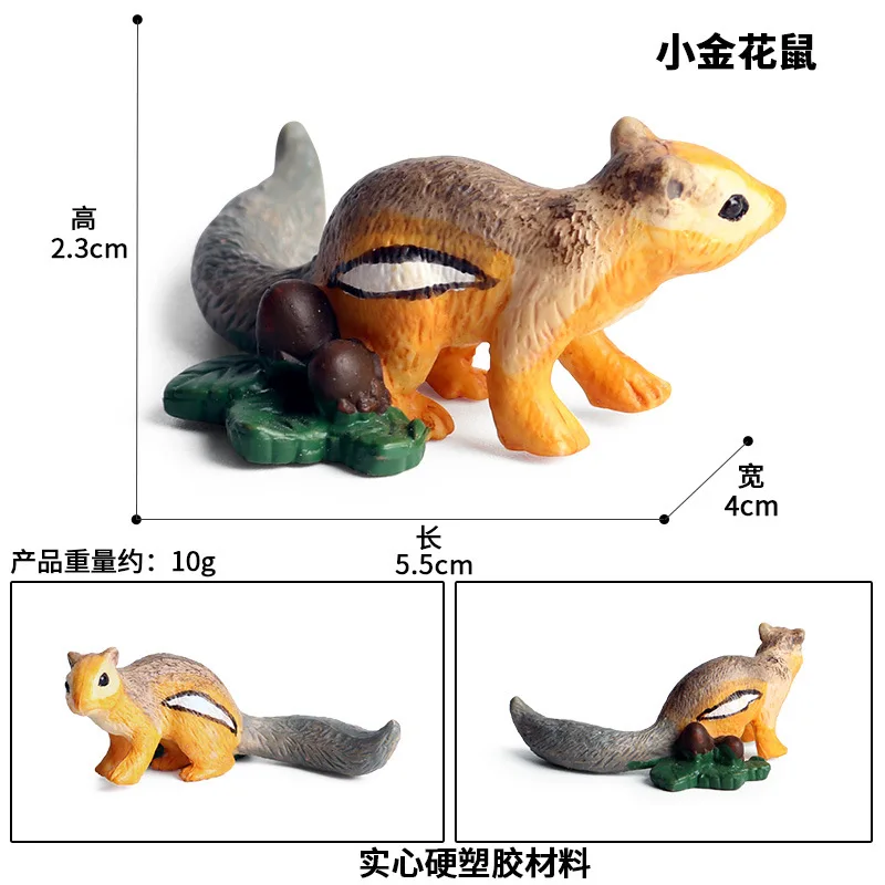 Wild Simulation Animal Model Kangaroo White Tailed Deer Red Fox Squirrel Elk Brown Bear Wild Rabbit Hedgehog Toy