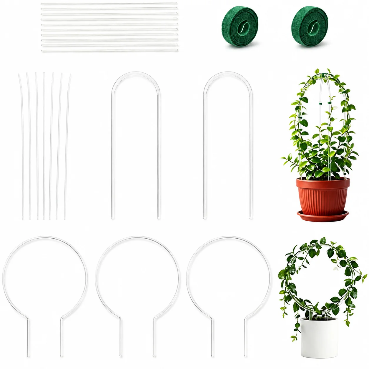 Plant Trellis Support Rack Acrylic Vine Climbing Frame for Indoor Garden Pothos Succulents Desktop Decor 6 Pack Set Durable