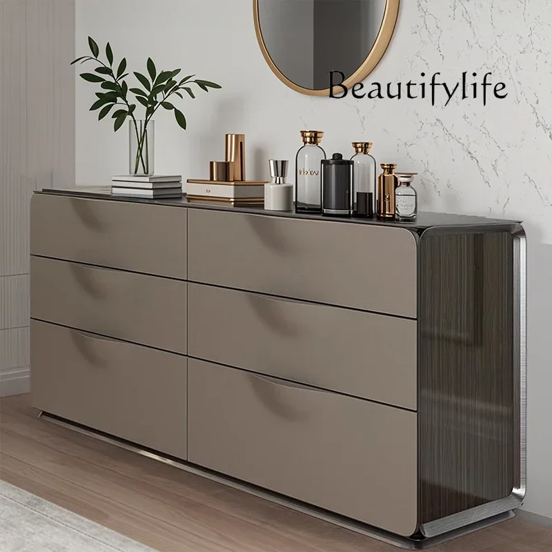 

Q Modern solid wood six-chest cabinet simple living room locker drawer storage cabinet bedroom TV cabinet light luxury decoratio