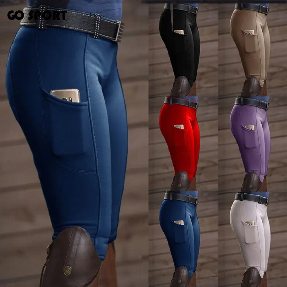 Ropa Pantalones ecuestres antipilling Pantalones elásticos delgados para carreras de caballos Flacos con bolsillo para teléfono Pantalones ecuestres para acampar