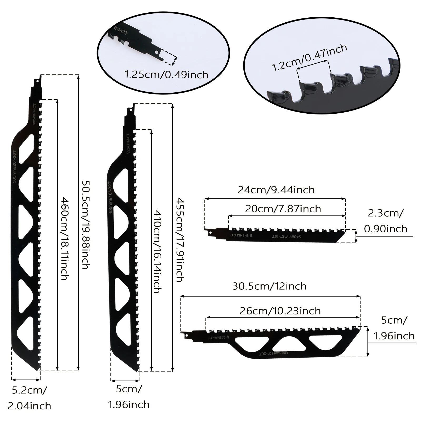 1/4Pcs Reciprocating Saw Blade Set Universal Cutting Recip Sabre Saw Blade Alloy Steel Brick Concrete Cutting Saw Blade