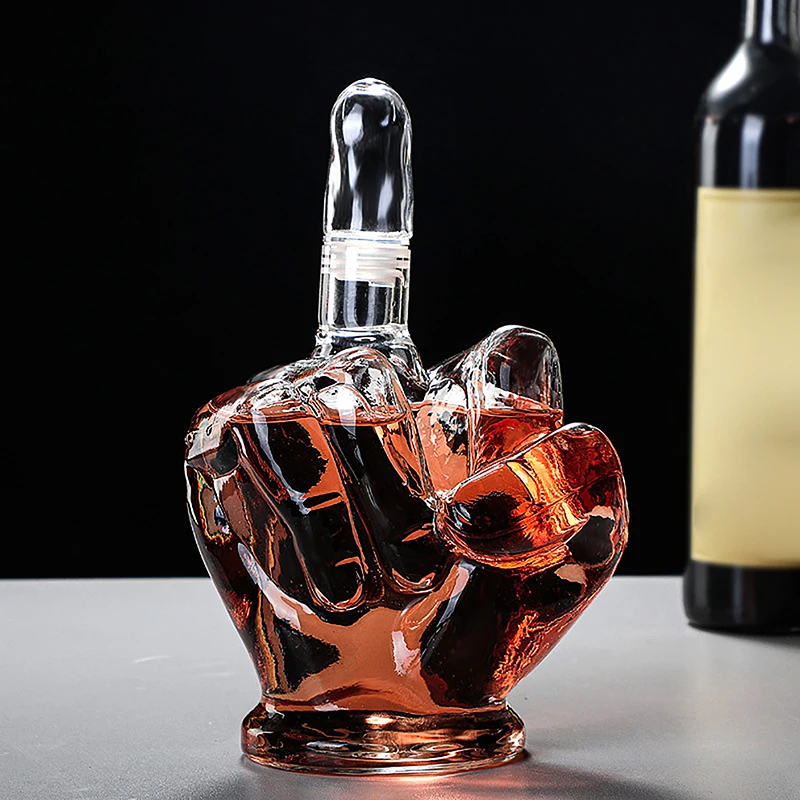 Creative Finger Glass Wine Bottle Fist Decanter Irregular Red Wine Glass Whiskey Glass Finger Shaped Bottle Glass Wine Dispenser