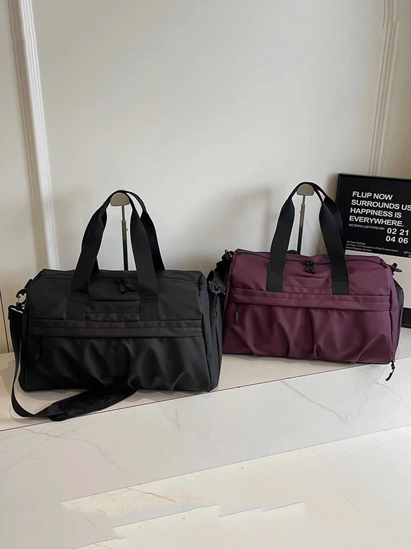 travel-bag-unisex-short-trip-lightweight-handheld-splicing-large-capacity-single-shoulder-slant-cross-bag-nylon-material-fold