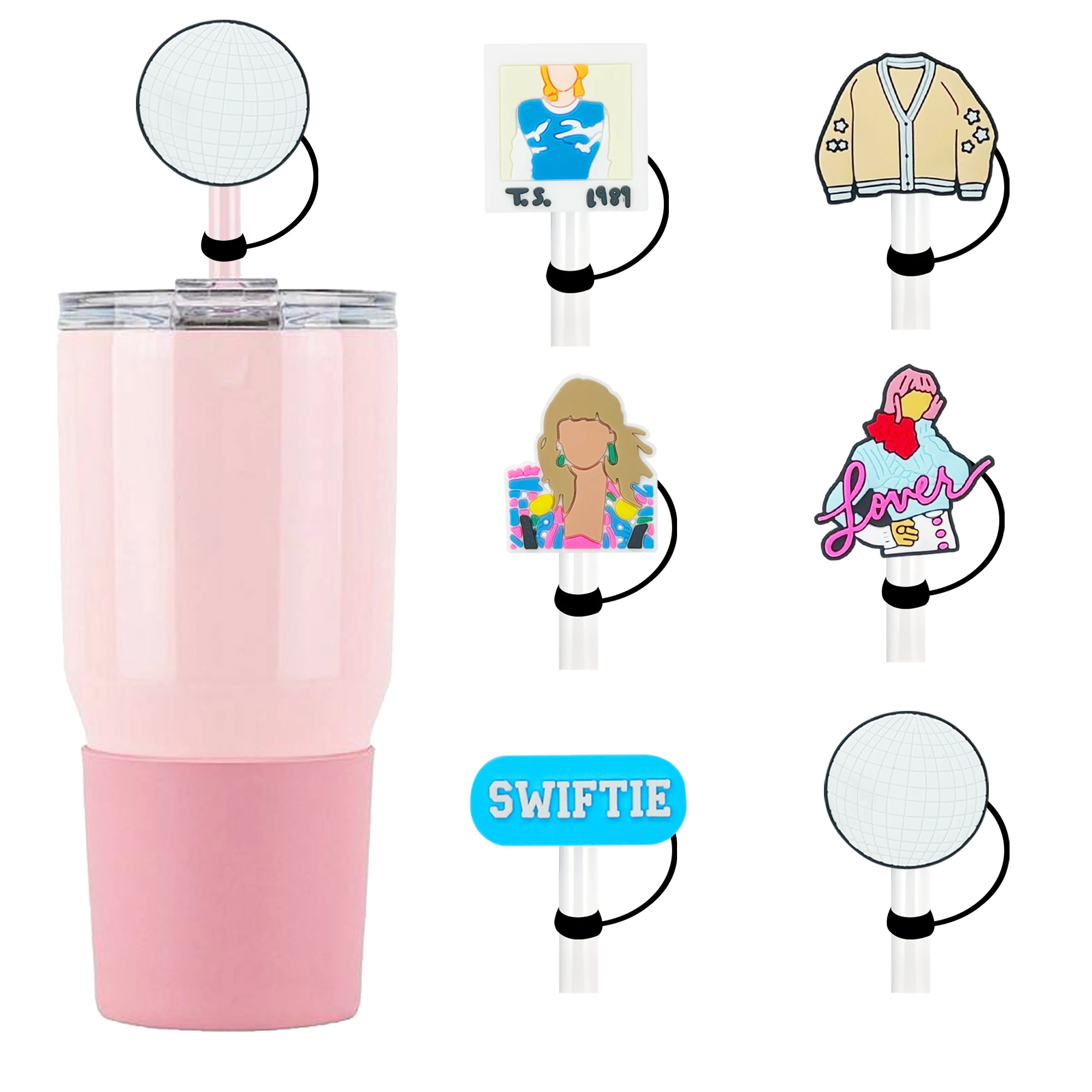 1-24Pcs Girls Singer Taylor Silicone 10mm Straw Caps For Stanley 30&40 Oz Tumble Dust-Proof Reusableaw Sleeve Lid Accessories