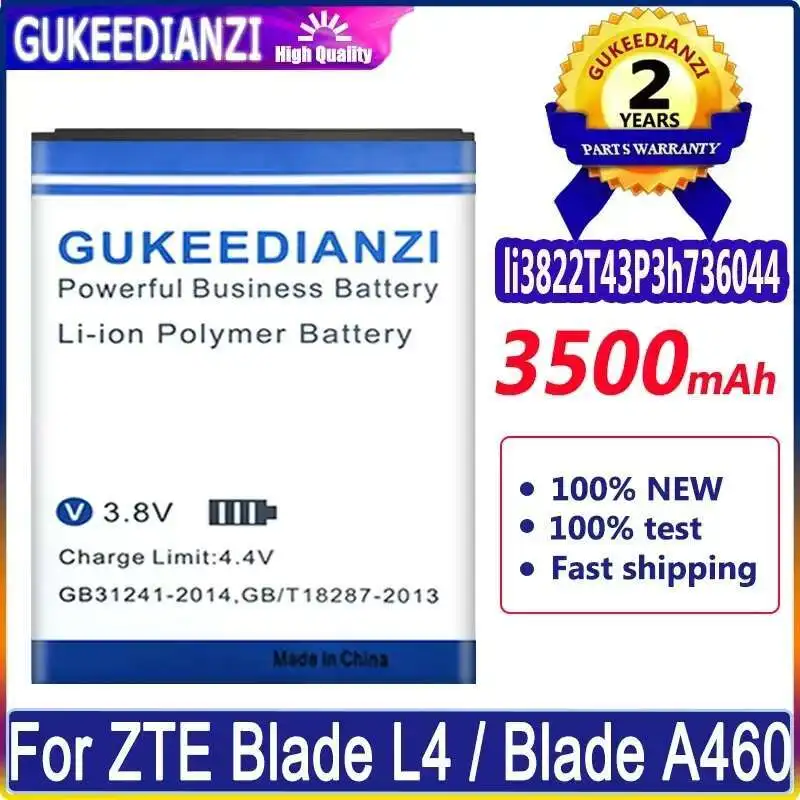 

3500Mah Reliable Power Supply For Zte Blade L4 A460 Mobile Phone Battery Li3822t43p3h736044