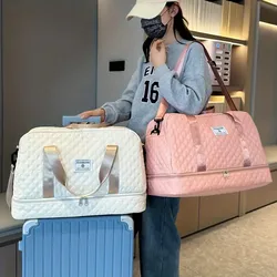 1PC Fashionable Diamond Grid Multifunctional Lightweight Leisure Travel Bag Dry Wet Separation Waterproof Train Sports Yoga Bag