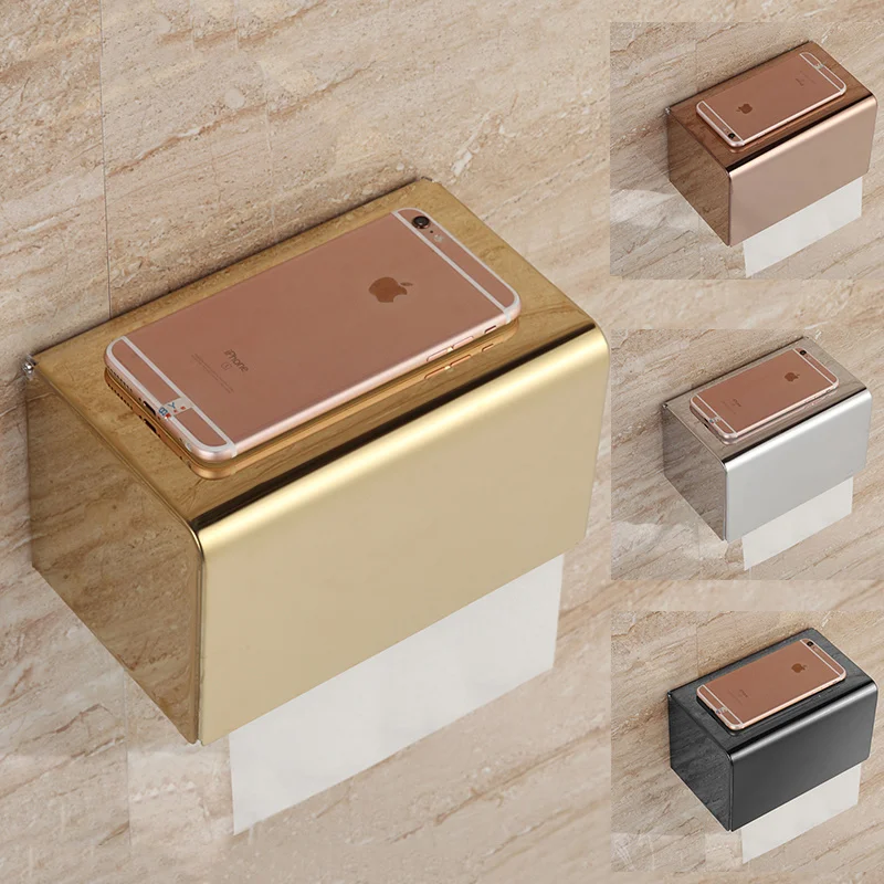 Golden Stainless Steel Toilet Paper Holder Hotel Bathroom Tissue Accessories Kitchen Rose Gold Tissue Box