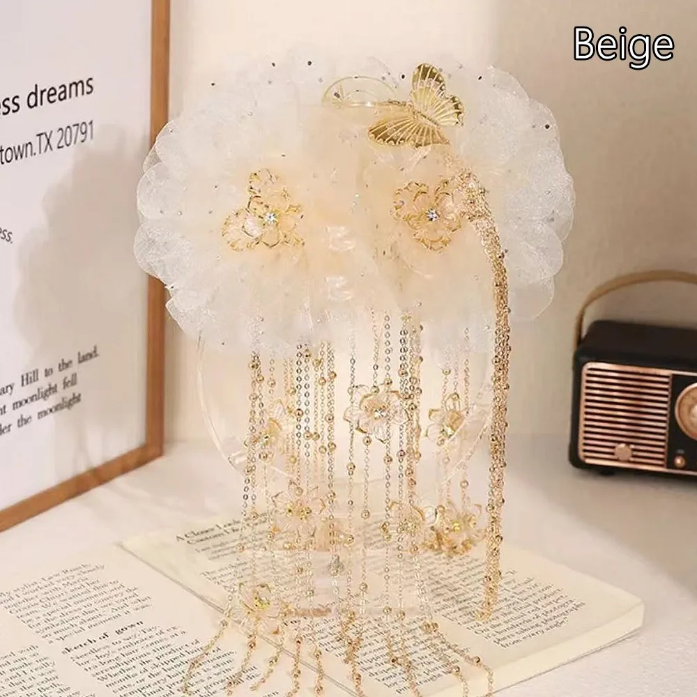 

Elegant Lotus Flower Hair Clip Butterflies Tassels Cloth Hair Claw Sequins Shark Clip for Women Sweet Fashion