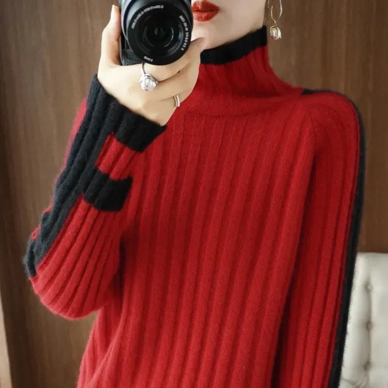 Women Sweater Winter Cashmere Turtleneck Warm Knitwear Korean Casual Solid Bottoming Shirt Fashion Knit Pullovers Sweater