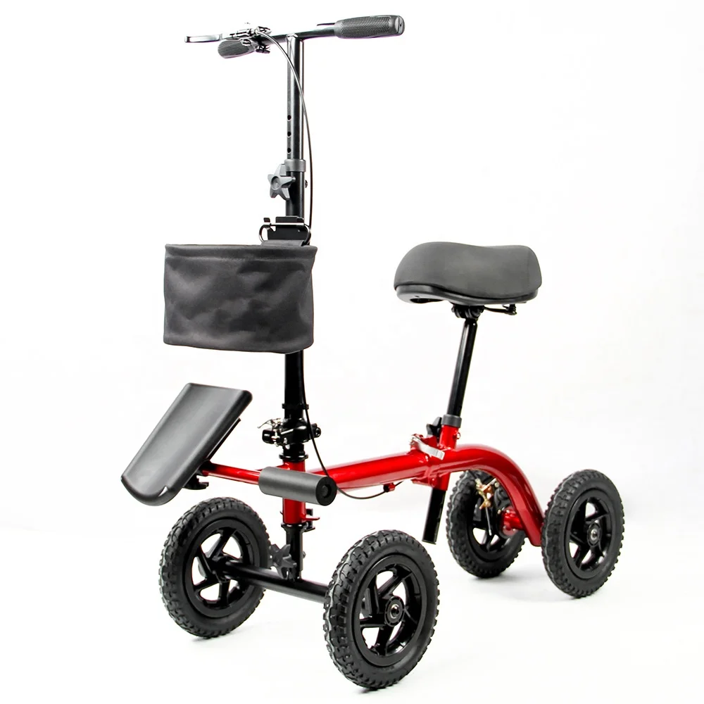 Stainless steel Mobility Scooter adjustable handle height adjustable folding 4 wheels Knee Walker with knee