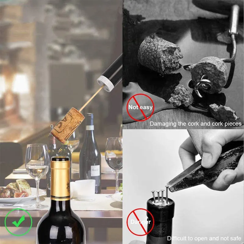 Portable Wine Bottle Opener, Air Pump Stainless Steel Pin Jar Cork Remover CorkscrewKitchen Bar Accessories Gfit OpeningTools view 4