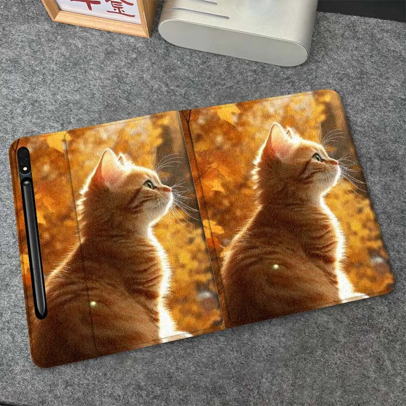 

Orange Cat Autumn Sunlight For Samsung Galaxy Tab S10 S9 S8 S7 FE Lite Soft Flexible Support Tablet Case Gift
