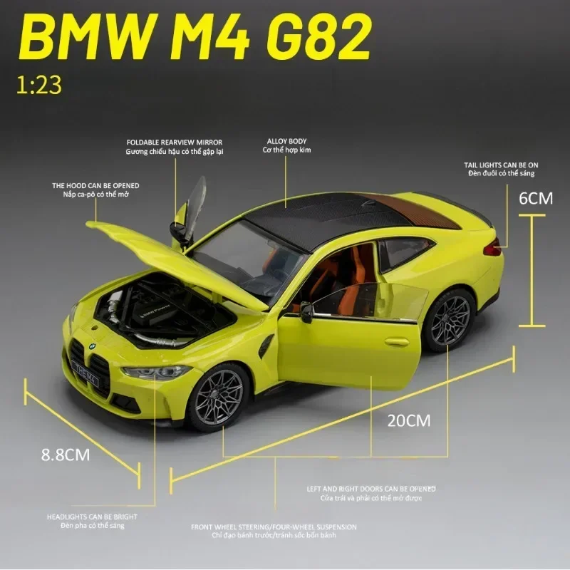 CCA Simulation 1/23 BMW M4 G82 Supercar Model Collection Miniature Voiture Home Decor Children Boy Man Diecast Toy Vehicle Gift