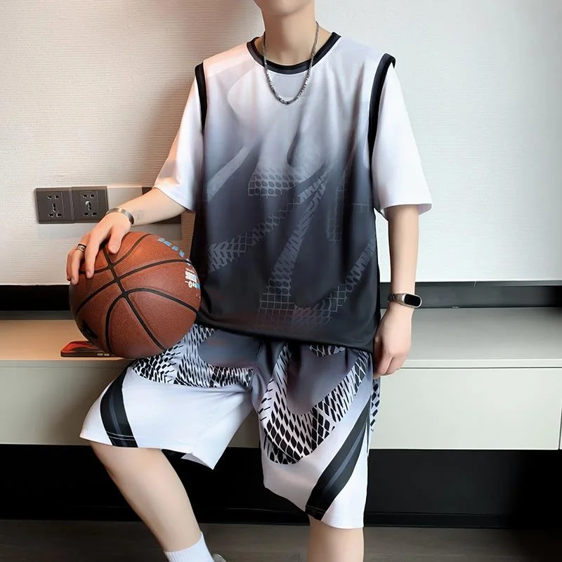 

Летняя спортивная футболка из ледяного шелка для мальчиков и студентов, быстросохнущая, молодежная, свободного кроя, с круглым вырезом...