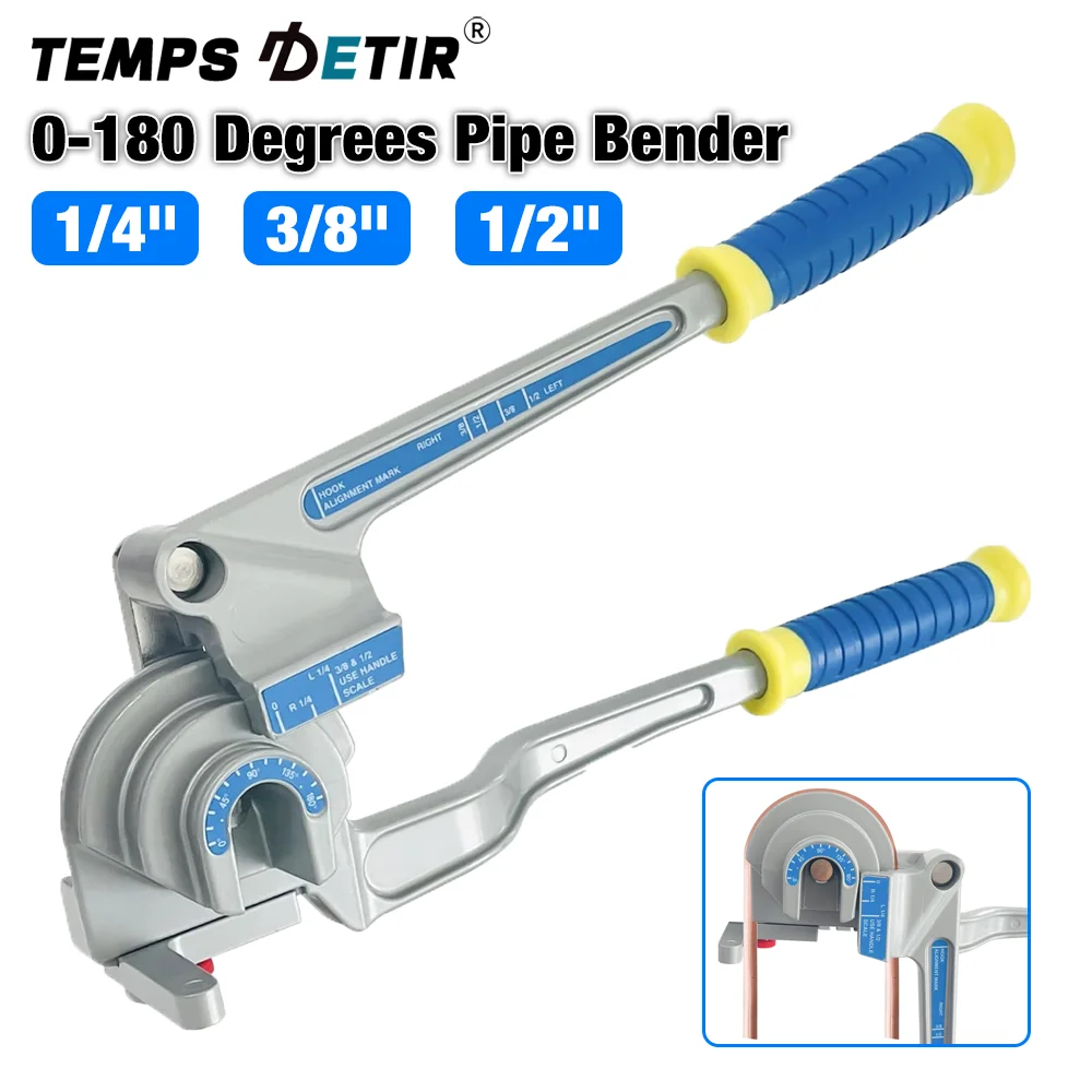 3-In-1 Manual Pipe Bender For 1/4'', 3/8'', 1/2'' Pipes, 180° Bending Angle, Is Compatible With Copper, Aluminum, Iron Pipes.