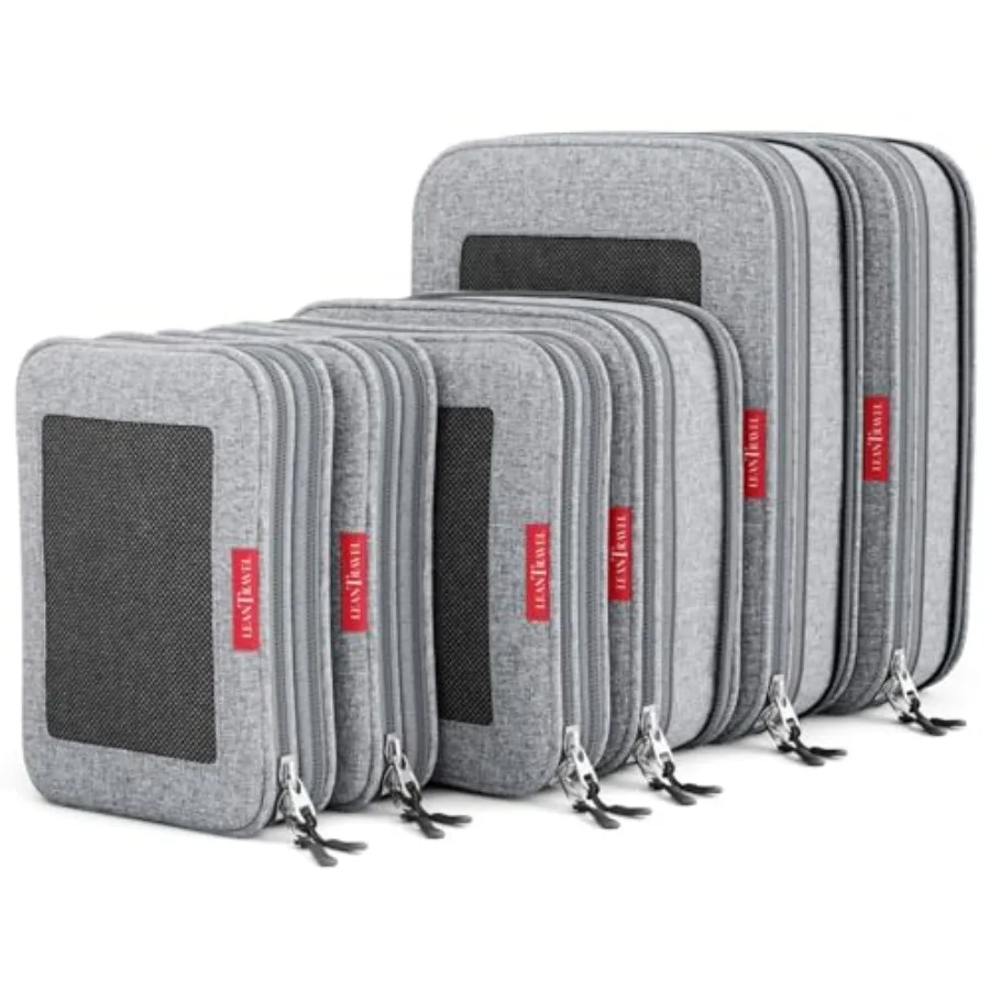 

Premium Compression ing Cubes for Travel - Suitcase Organizer Bags with Double Zipper and Breathable Mesh Panel - Space Saving