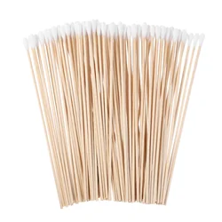 Wooden Pole Cotton Swabs Tipped Applicator Bamboo Sticks for Ear Cleaning