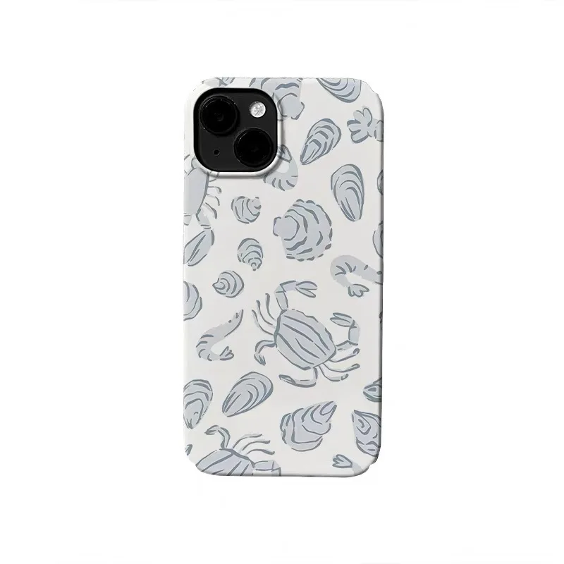 

Full Screen Light Blue Seashells Case for IPHONE 17 16 ProMax 15 14 Plus 13 12 MINI 11 PRO 16Plus XR XS MAX Acrylic Phone Cover
