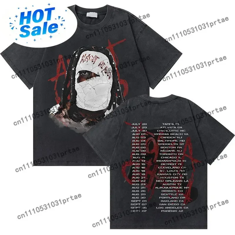 Washed Vintage Rapper Lil Durk Healing Tour T-shirt Men Women Hip Hop Fashion Oversized Tshirt Male Casual 100% Cotton T Shirts