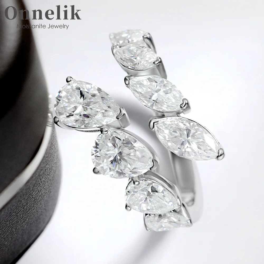 

Кольца Onnelik с муассанитом для женщин, подходят для всех размеров пальцев, регулируемое отверстие, стерлинговое серебро S925, обручальное кольцо, ювелирные изделия