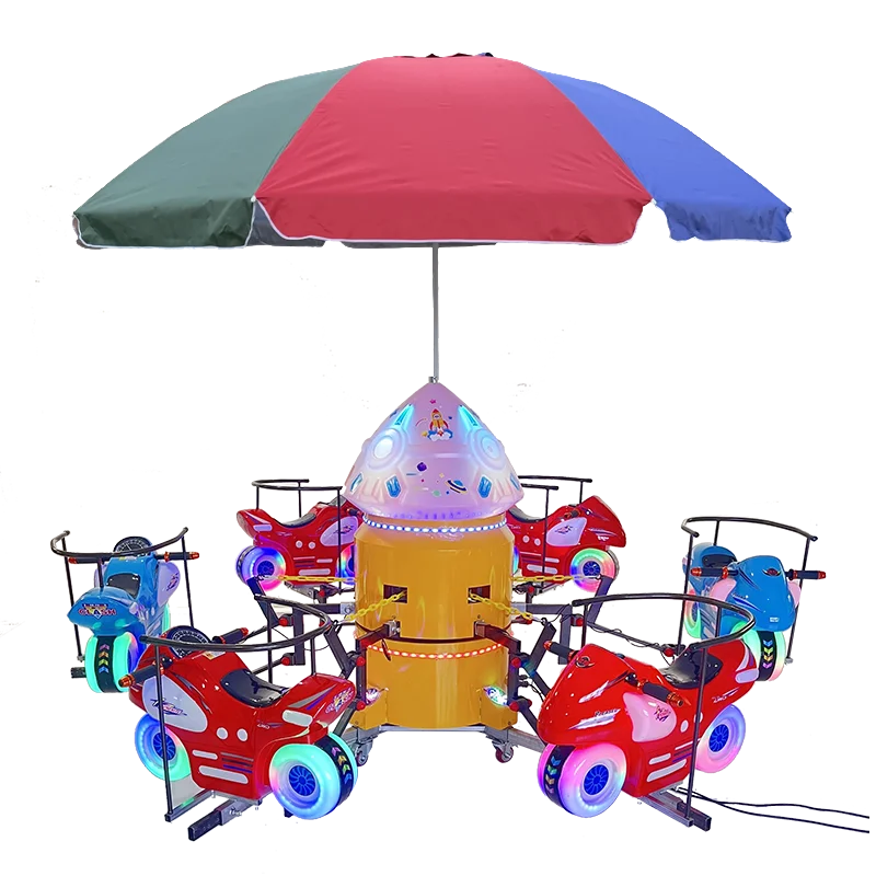 Children's Horse Carousel Rides Motorcycle Playground Portable Electric Kids Merry Go Round for Amusement Parkpromote sales