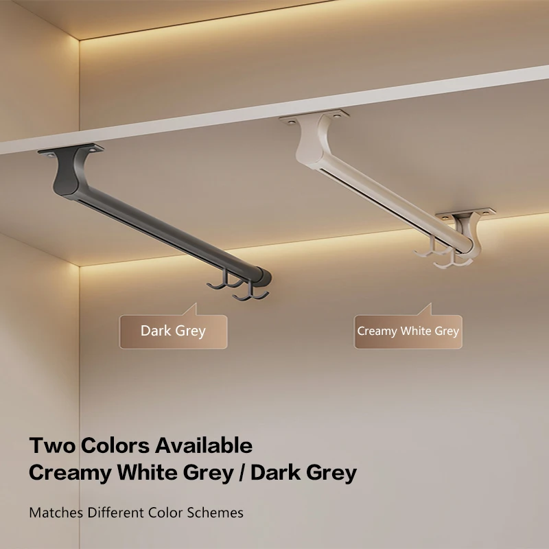 Reinforced Metal U Shaped Wardrobe Rod Top Mount Vertical Hanging Rail For Shallow Closet Narrow Storage L Shaped Side Rod 310