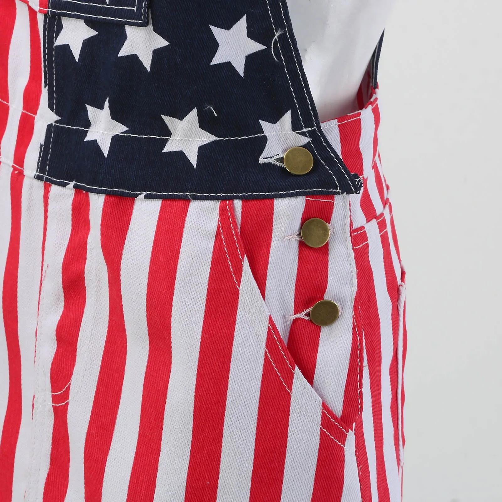 Independence Day Women Denim Dress 2024 Fourth Of July Jeans Bib Overall Dress American Flag Print Romper