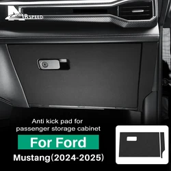 For Ford Mustang GT Dark Horse EcoBoost 2024 2025 2026 Anti-kick Pad LHD RHD Car Copilot Storage Box Sticker Carbon Fiber Suede