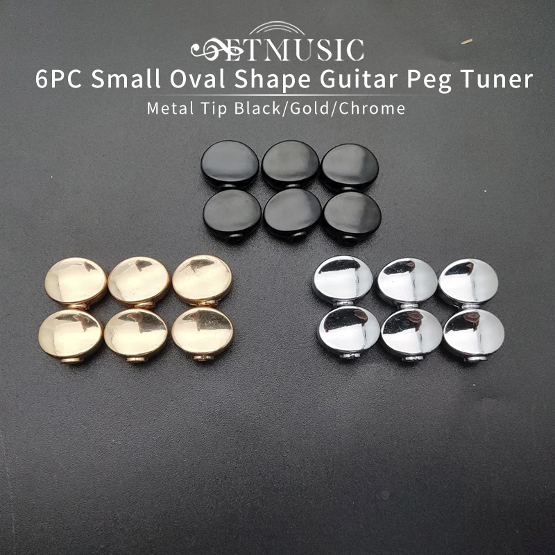 

6Pcs Small Oval Metal Guitar Tuning Pegs keys Tuners Machine Heads replacement Buttons knobs Handle Black/Gold/Chrome