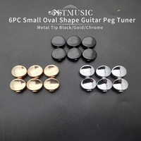 6Pcs Small Oval Metal Guitar Tuning Pegs keys Tuners Machine Heads replacement Buttons knobs Handle Black/Gold/Chrome