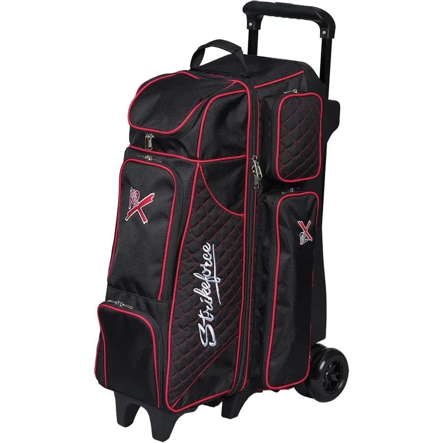 

4x4 Premium Four Ball Roller Bowling Bag for Tournament Use Durable Polyester Fabric Black with Red Accents Lightweight and Hig