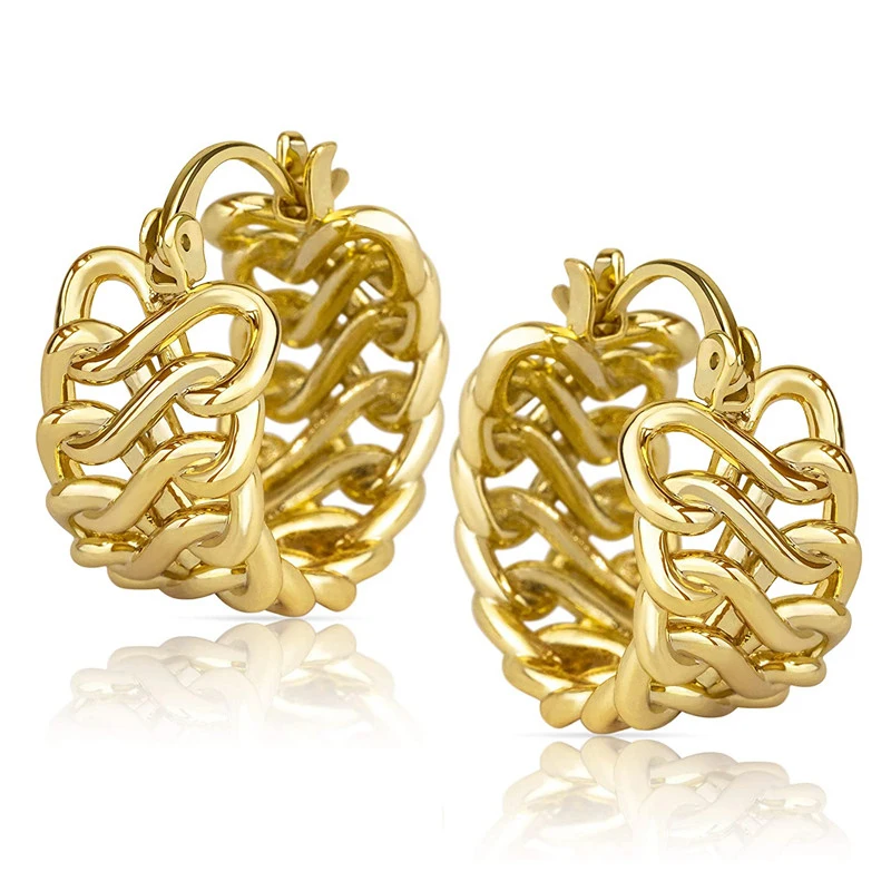 Huitan Kette Design Creolen für Frauen Metall Gold Farbe Temperament Dame Ohrringe täglich tragen Mode vielseitigen Schmuck