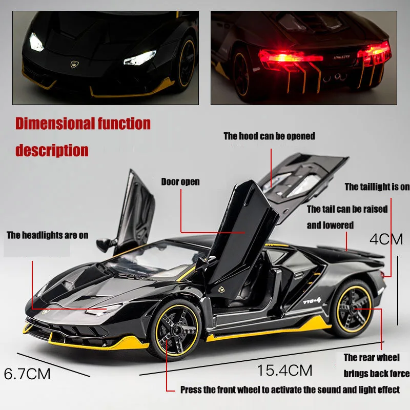 1:32 Diecast Alloy Car Model Metal Pull Back Simulation Car Toy Boy Sports Car Ornament With To Open The Door Gift Car Toy