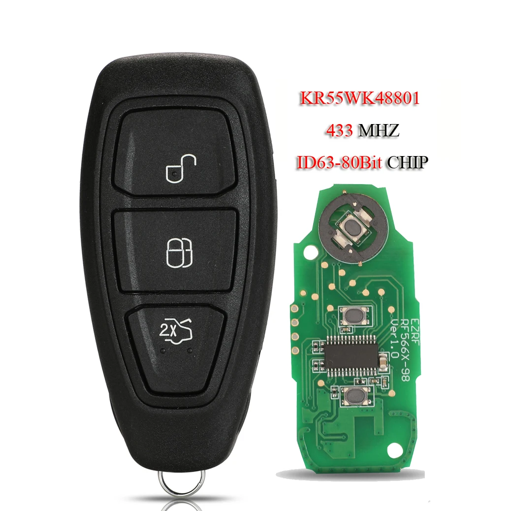jingyuqin 433/434Mhz 4D63 80Bit Chip KR55WK48801 For Ford Focus C-Max Mondeo Kuga Fiesta B-Max Smart Remote Key Keyless image 3