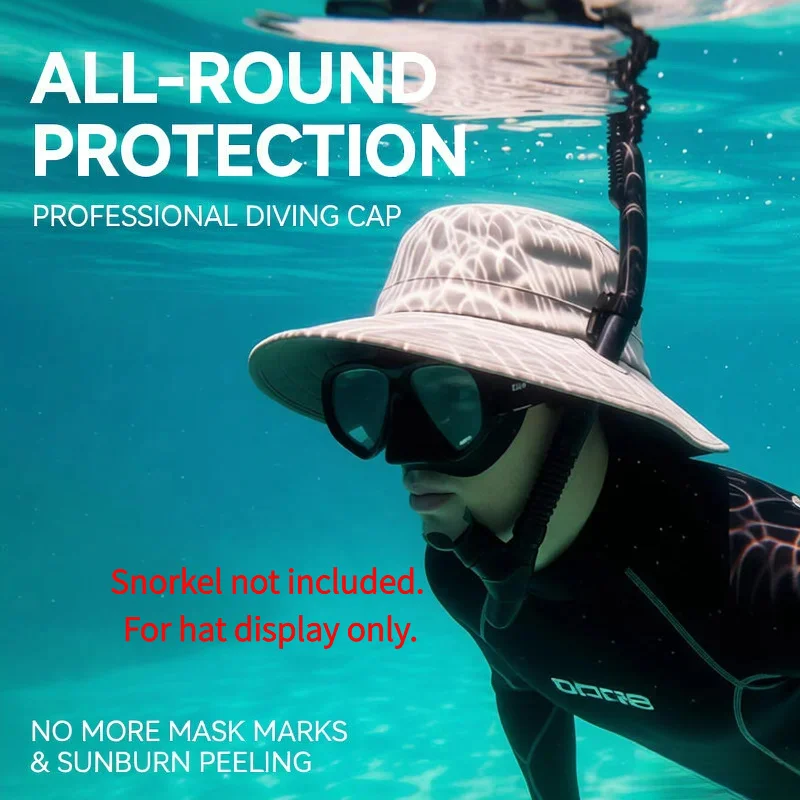 Breathable Wide Brim Freediving Hat with Snorkel Holder Unisex UV Sun Protection Cap for Surfing Snorkeling Diving