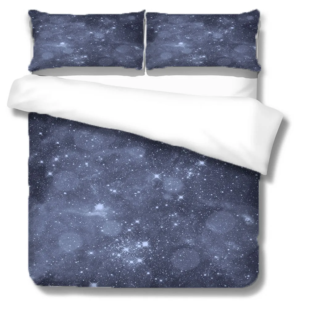 HUANZHUANG Quilt Duvet Cover Set Home Queen King Quilt Pillowcase Blue Starry Night View Kid'S Bedding Sets Boys Digital Printi