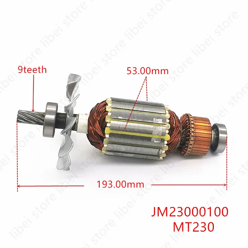Original Armature Rotor JM23000100 For Makita M2300B MT230 M243 LS1017L MLS100 220V- 240V 9 teeth Power tool accessory