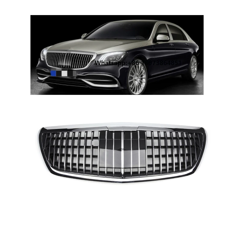

Style Black Chromed Upgrade Front Grille Without ACC for 2014-2020 S CLASS W222 Front Bumper Grille