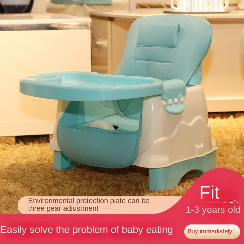 Multifunctional Adjustable Folding Portable Baby Booster High Chair Safety Belt Dining Seat for 1-3 Years Old Kids Eating