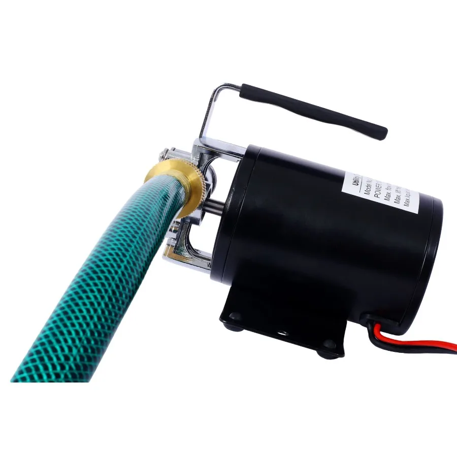 DC 12 Volt 1 10HP 330GPH Mini pompa acqua di trasferimento elettrica portatile alimentata a batteria con kit tubo dell'acqua Nero