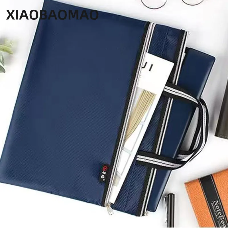 Classic Business Style document bag Thickened handle large capacity file bag File bag A4 school office black blue