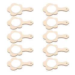10pcs DIY Wooden Mirror Unfinished Wood Handheld Mirror Craft Mirror for Kids Projects Childrens Crafts Activities