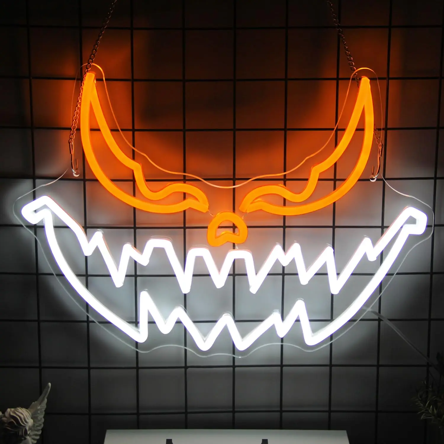 

Smile Devil Neon sign Pumpkin Spooky Lights Signs Monster Wall Sign for Bedroom Bar Goth Room Halloween Party Decor