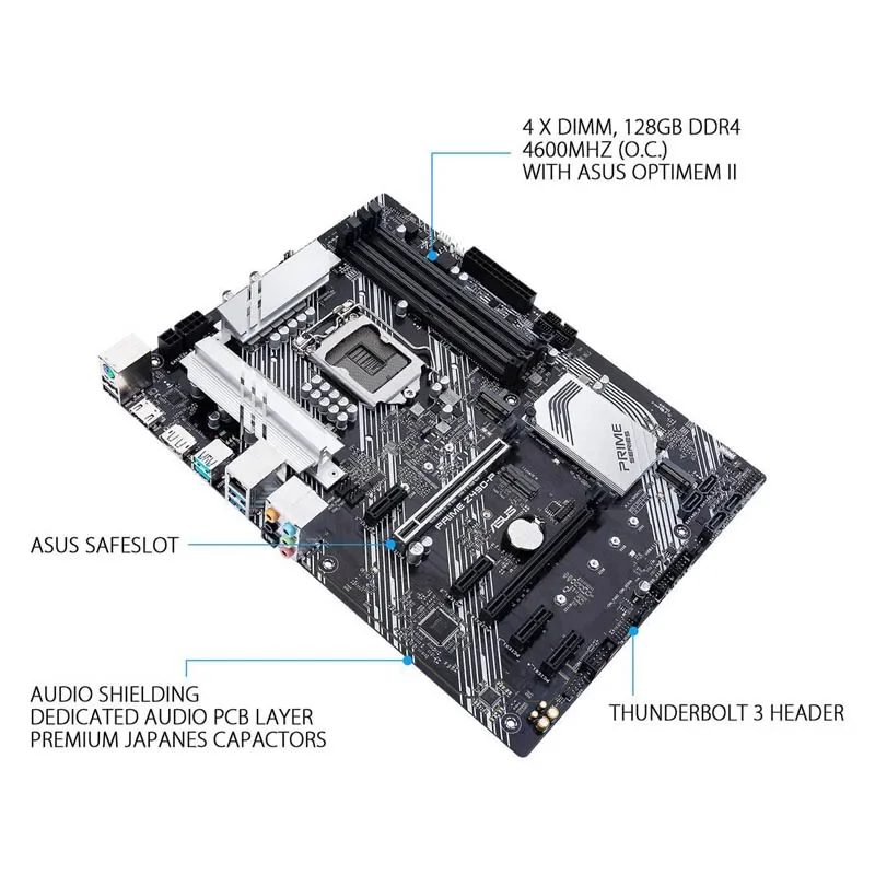اللوحة الأم Asus Z490-P LGA1200 سعة 128 جيجابايت DDR4 PCI-E 3.0 M.2 USB3.2 ATX اللوحة الرئيسية