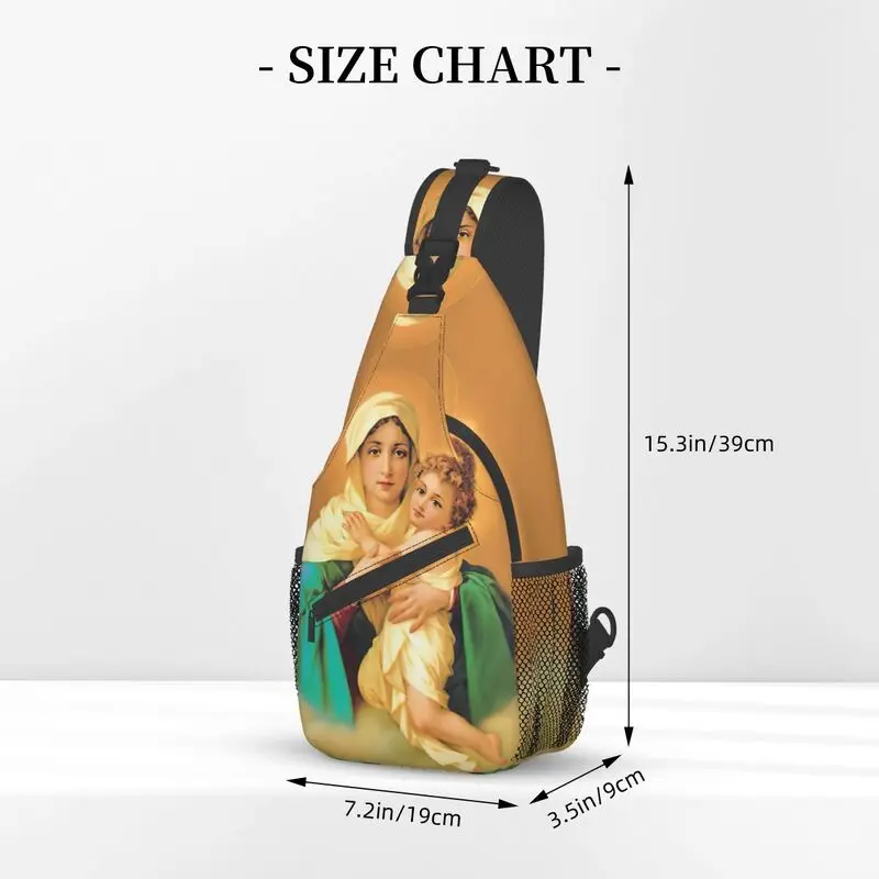 Mochila cruzada de moda para hombres, bolsos de pecho de hombro de la Virgen María, santa católica, Camping y ciclismo