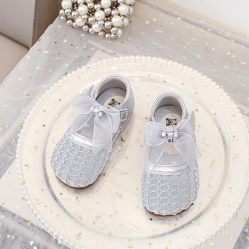 Mädchen Mesh Prinzessinnen-Schuhe Atmungsaktive Weiche Sohle Kinder Flache Schuhe Süße Spitzenschleifen 2026 Sommer Neue Kinder Freizeitschuhe Rutschfest – Detail 5