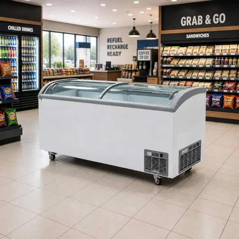 Island Freezer Supermarket Refrigeration With R290 Refrigerant, Flexible Combination For Supermarket And Kitchen