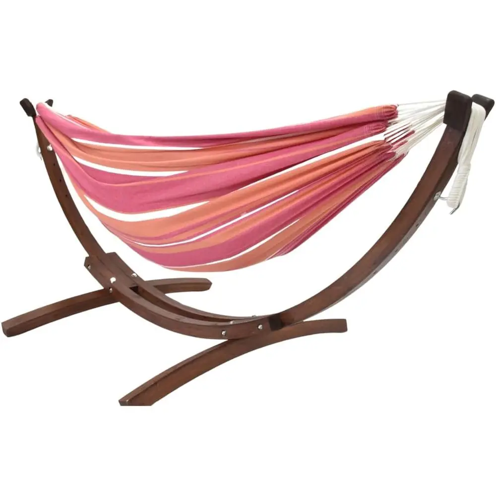 

Cotton Hammock with Solid Pine Arc Stand - 450 lb Capacity, Durable FSC Wood Frame, Comfortable 87 Bed, Includes Hardware & User