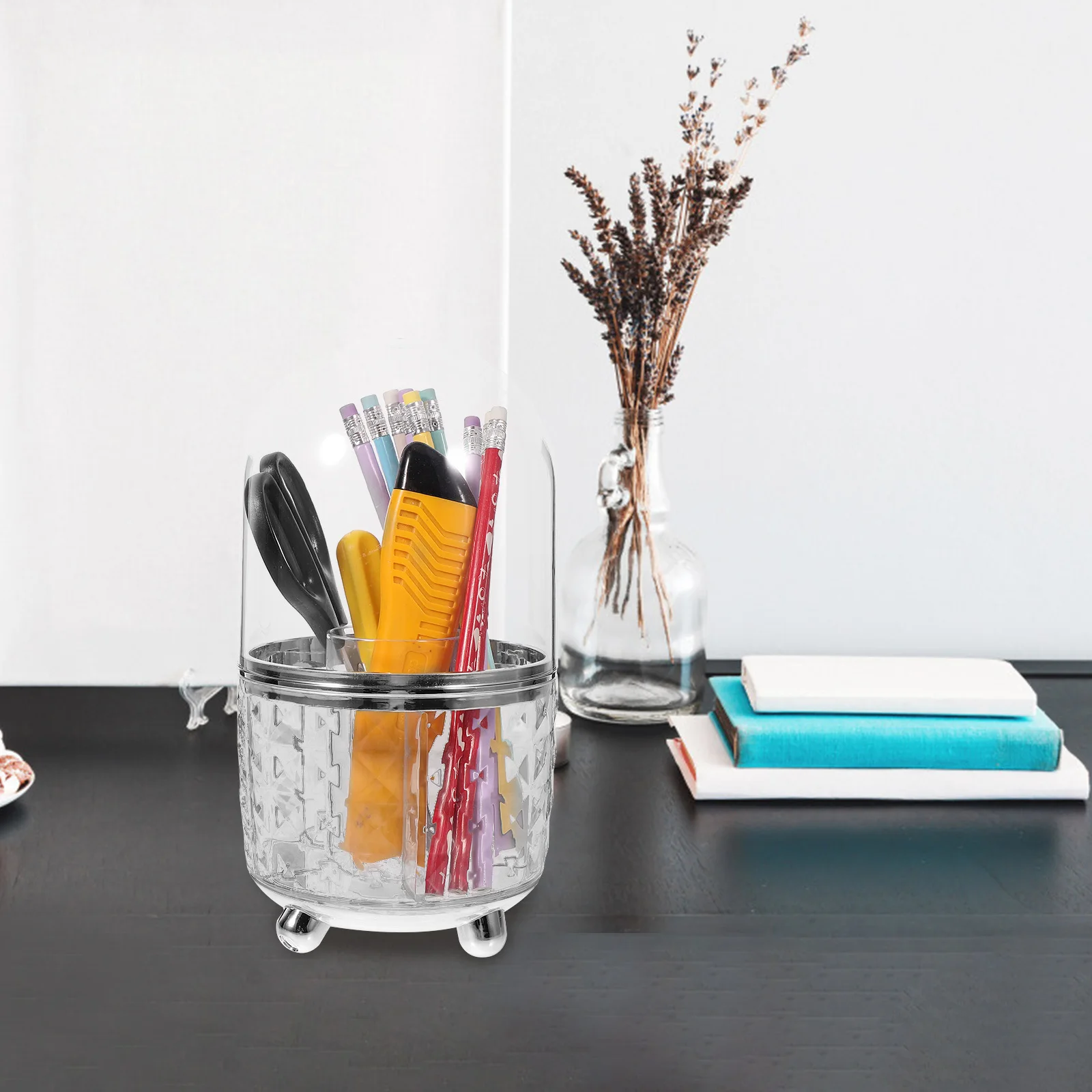 الدورية شفافة فرشاة للمكياج حامل غطاء المنظم واضح تخزين القلم كوب الغرور مكتب الحمام جعل حامل الفرش